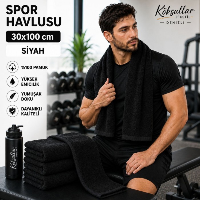 Spor Havlusu 30x100 cm Siyah